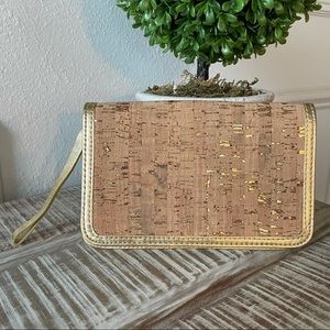 J Crew Cork And Gold Clutch